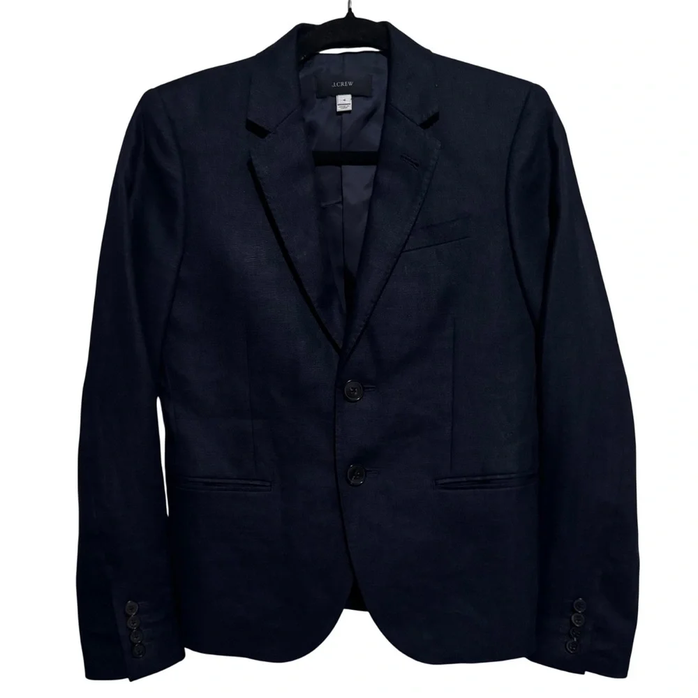J. Crew Men’s Navy Blue Blazer, Size 4. 100% Linen. NWOT